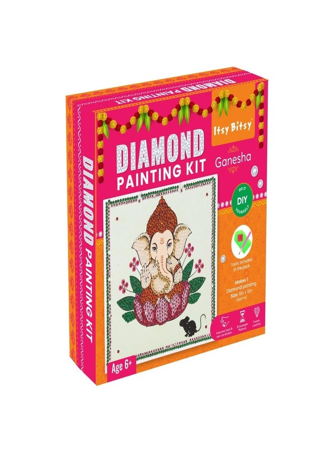 itsy-bitsy Itsy Bitsy DIY Diamond Painting Kit - Ganesha 6x6 inch | Rhinestone Art Craft for Adults & Kids | Meditative Wall Decor | Easy DIY Kit - Image 1